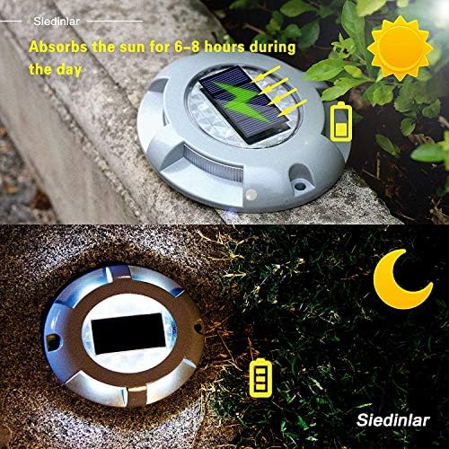 Siedinlar Solar Deck Lights – IP68 Waterproof Aluminum Ground Lights, 4 Pack