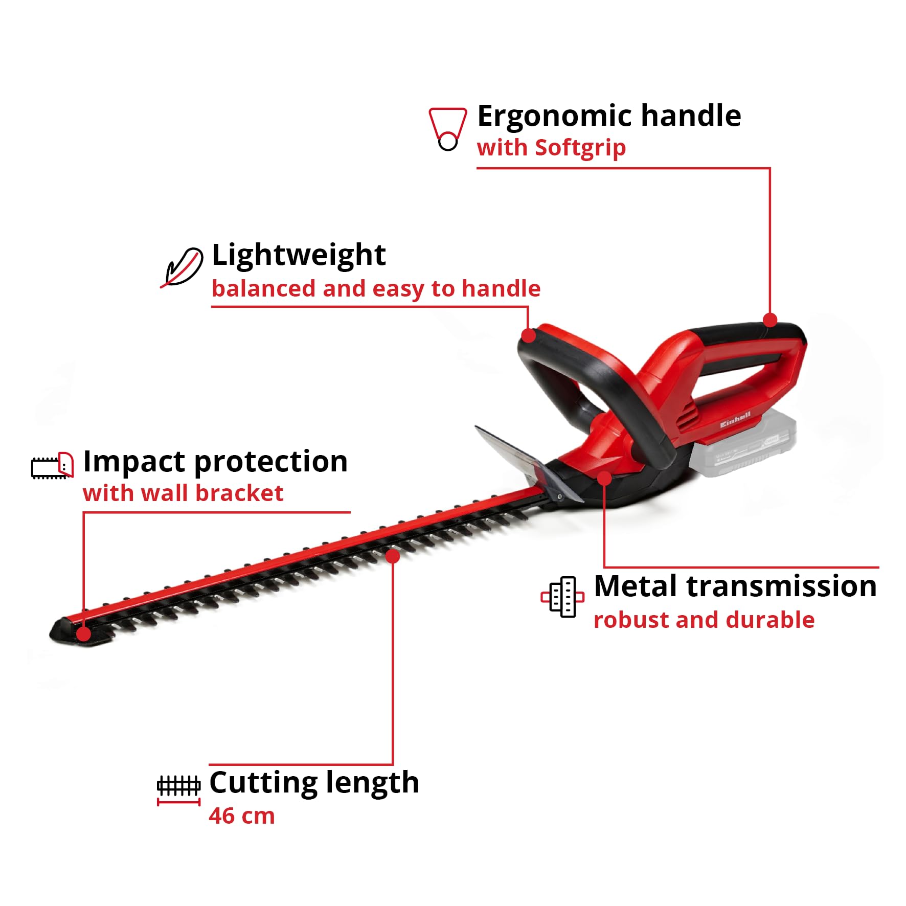 Einhell 18V Cordless Hedge Trimmer – 46cm Steel Blade | GE-CH 1846 Li