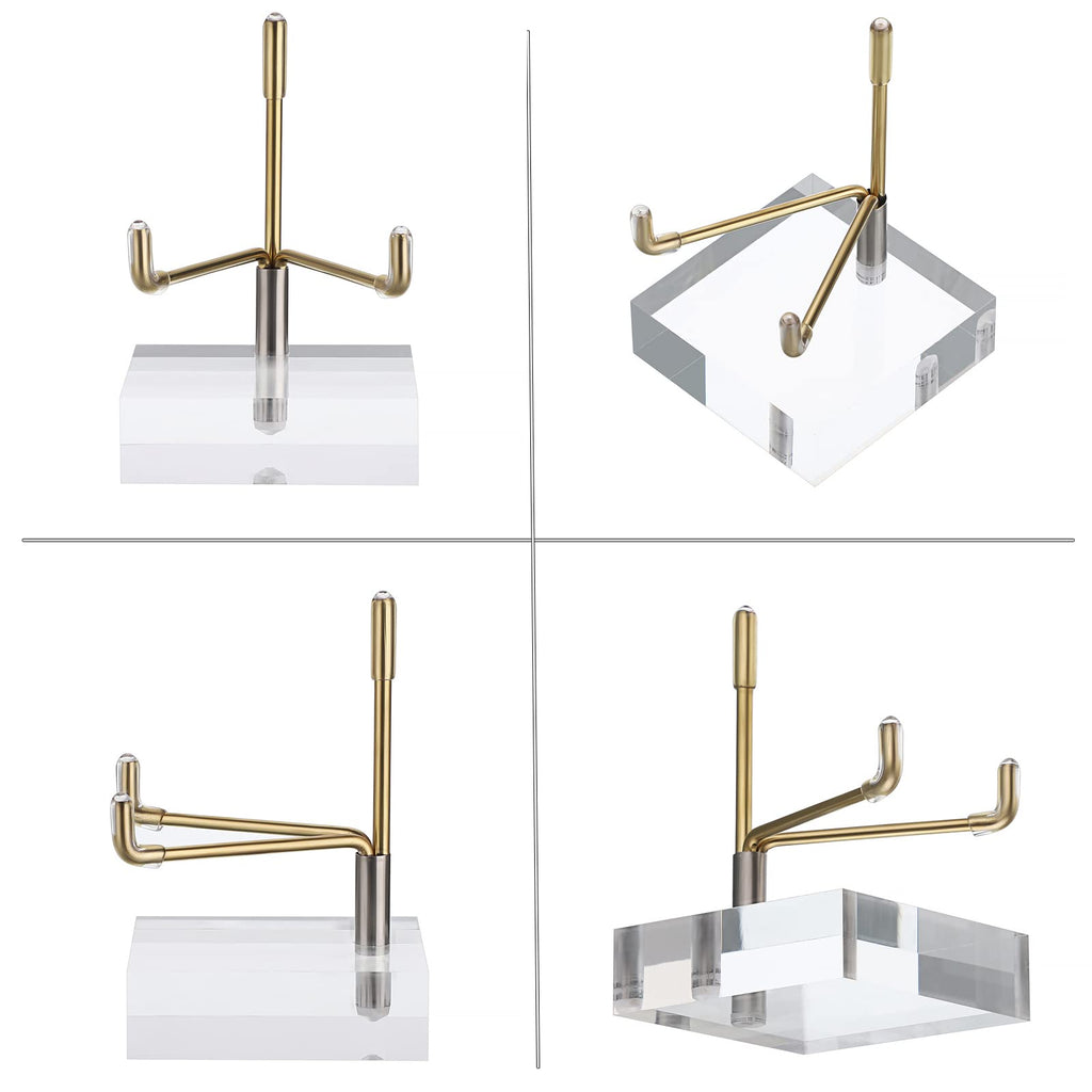 BTSKY Small Size Adjustable Golden Metal Arm Display Stand with Square Base