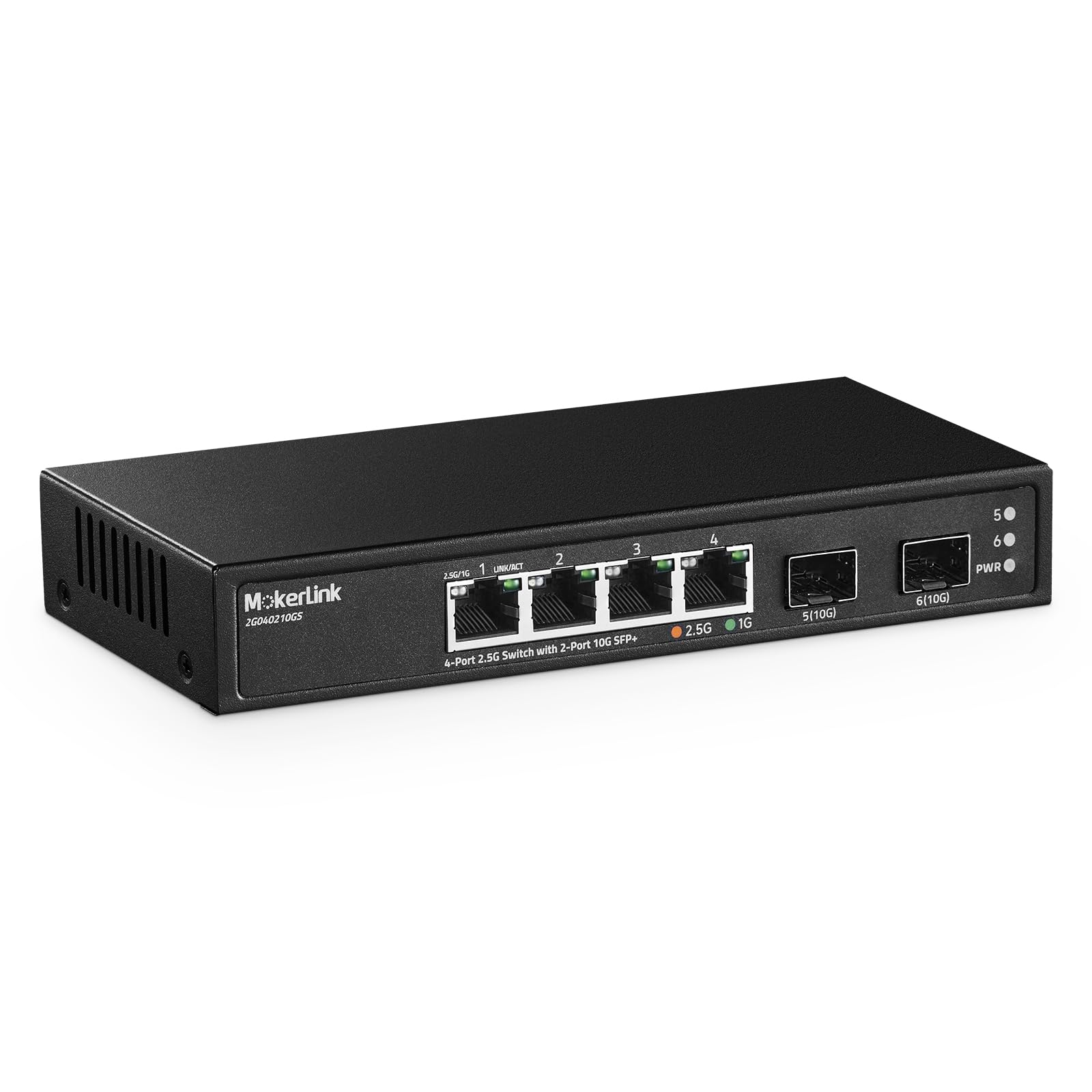 MokerLink 4-Port 2.5G Ethernet Switch with 2 10G SFP+ Slots | Metal
