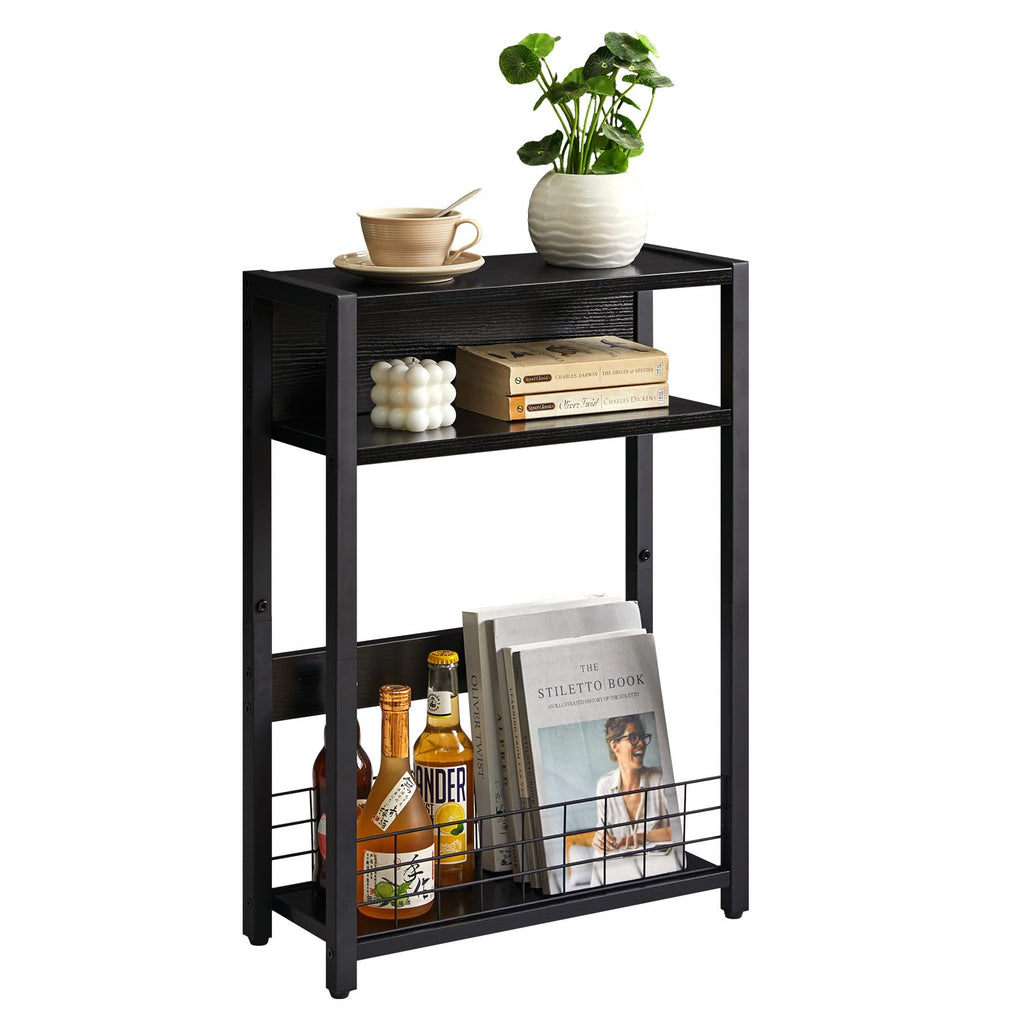 IBUYKE Narrow Side Table – 3-Tier Industrial End Table with Storage Shelf