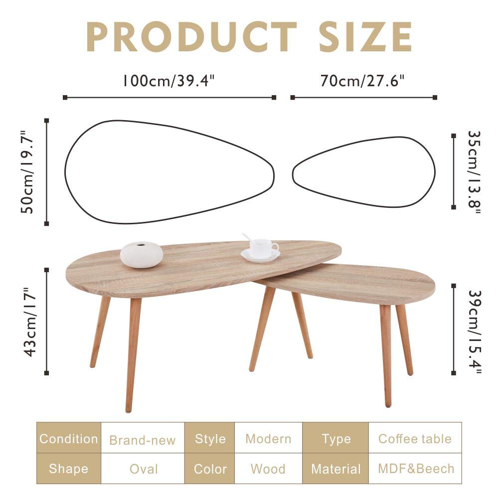 GOLDFAN Nesting Coffee Table Set – Modern Triangle Wood Side Tables