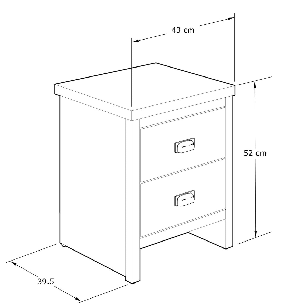 GFW Boston Pair of 2 Drawer Bedside Tables, Grey Wood Effect Bedside Cabinets, Industrial Style Nightstands with Storage Drawers - image 3