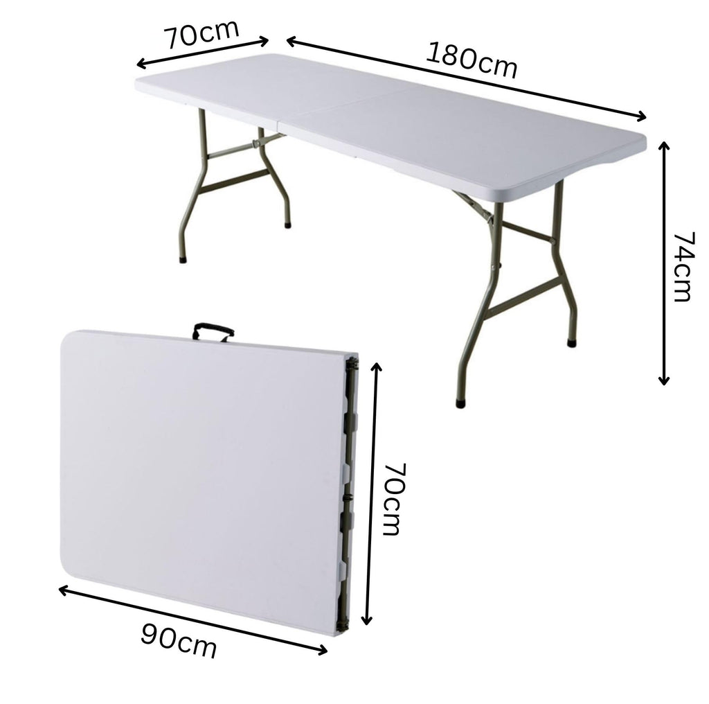 Home Source 6ft Folding Trestle Table | Heavy Duty Portable White Table
