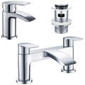 Hapilife Waterfall Bath and Basin Mixer Tap Set with Pop Up Waste