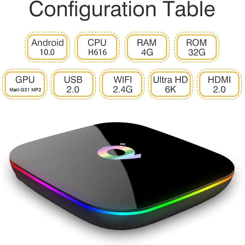 Q PLUS Android TV Box | 4GB RAM 32GB ROM 6K 3D Media Player