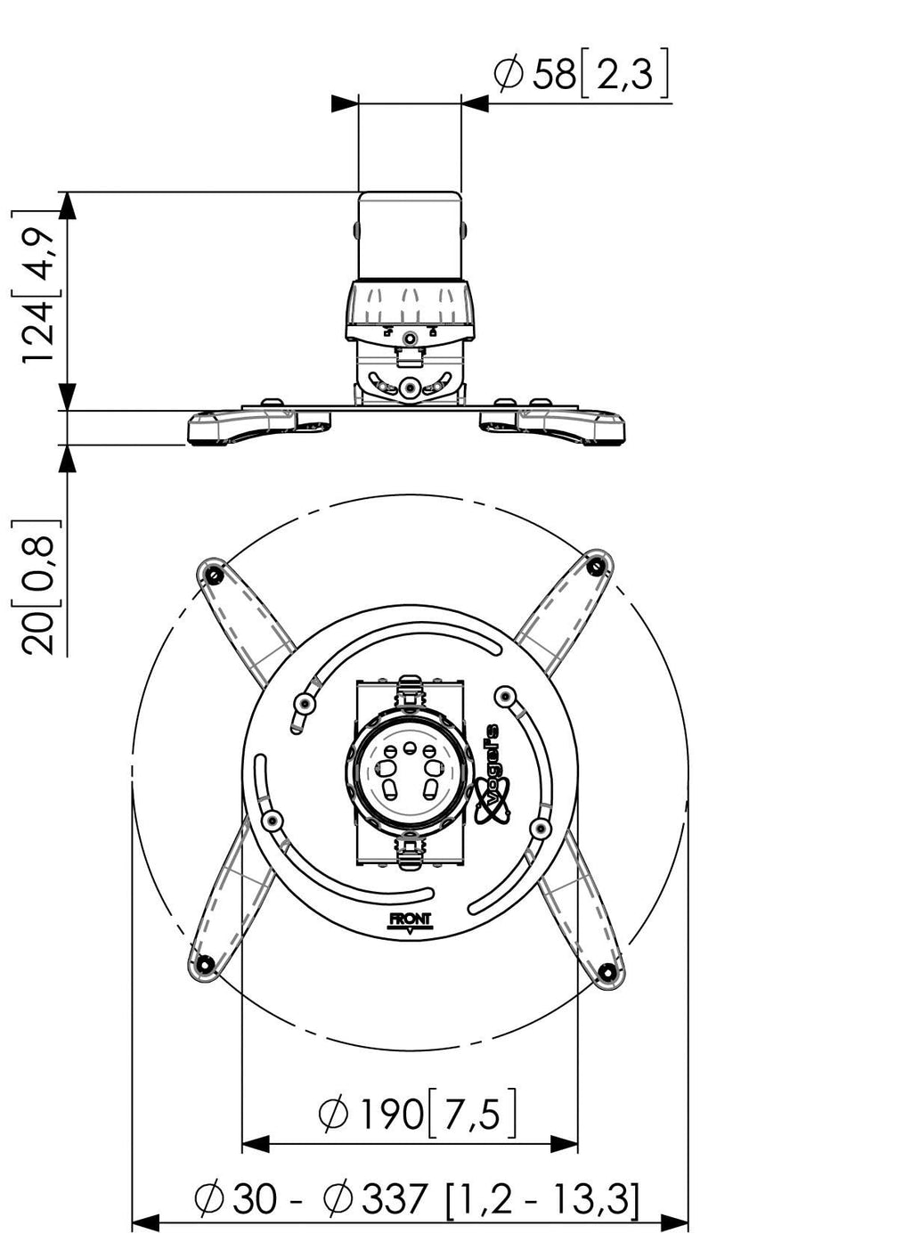 Vogel's PPC 1500 Projector Ceiling Mount | 30-337 mm - White