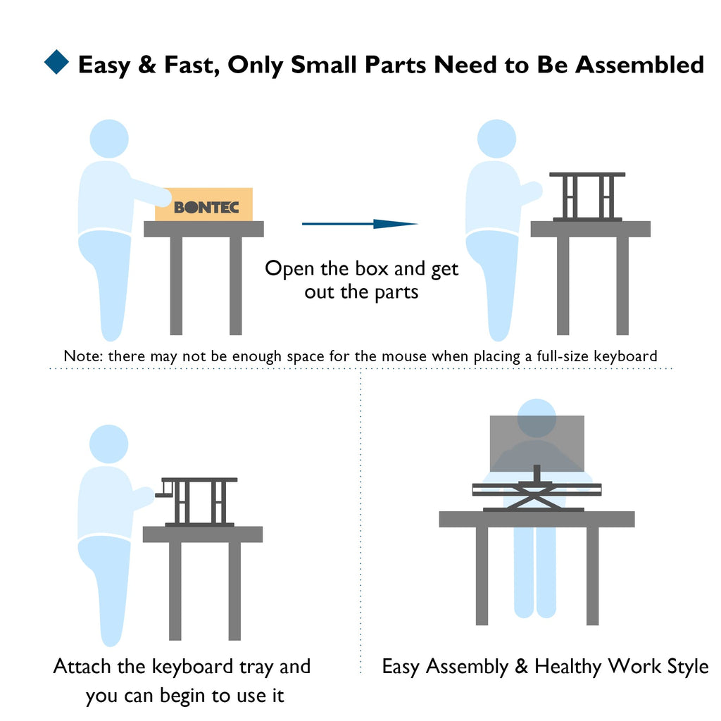 BONTEC Standing Desk Converter | Height Adjustable Sit-Stand Riser