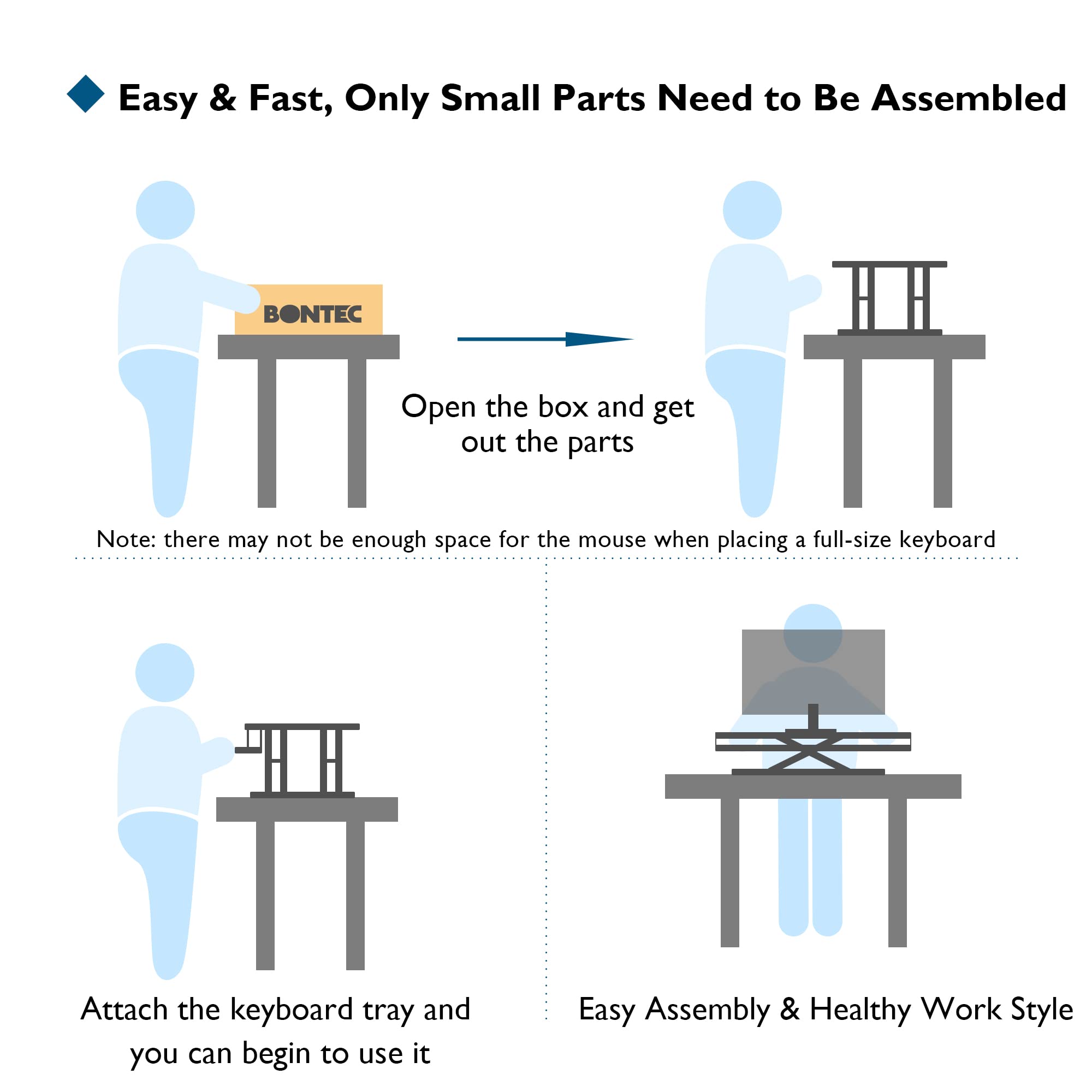 BONTEC Standing Desk Converter | Height Adjustable Sit-Stand Riser