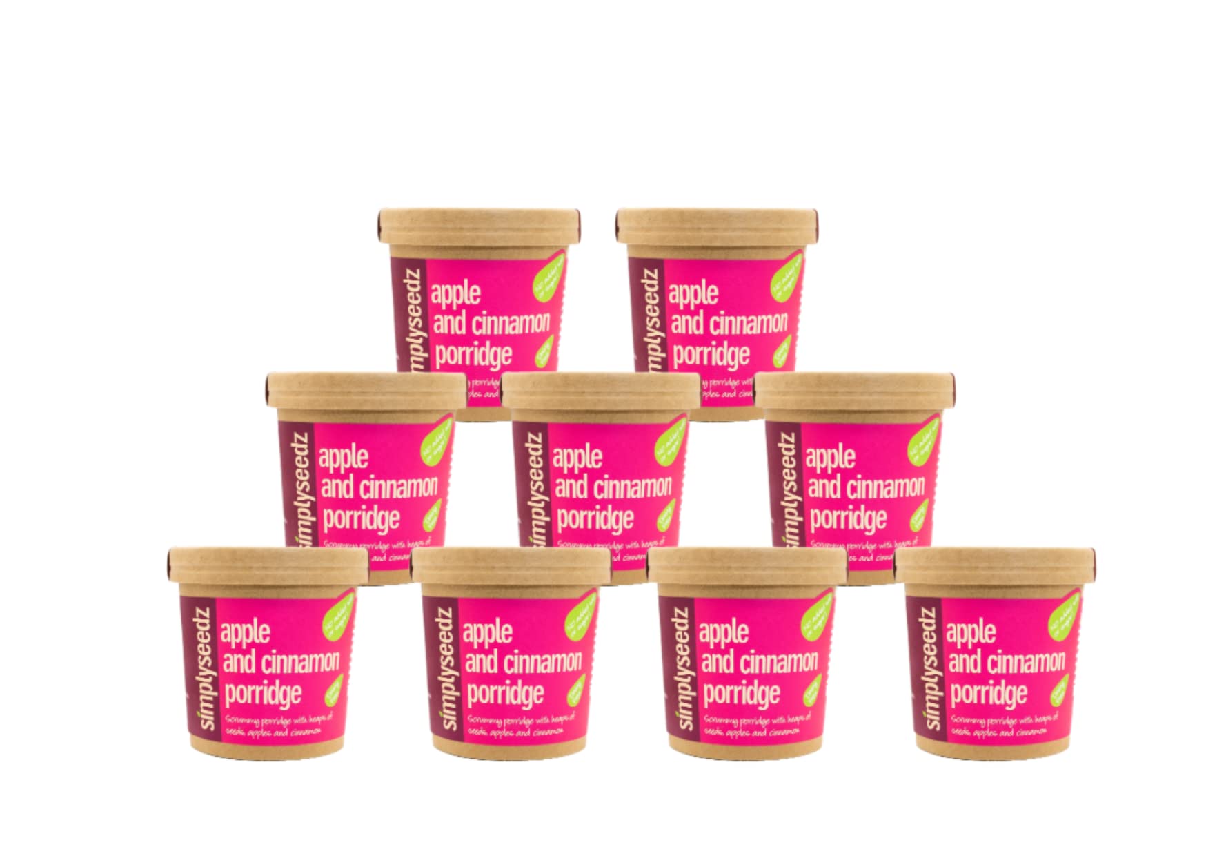 Simplyseedz Apple & Cinnamon Jumbo Oats Porridge Pots - 9 x 60g