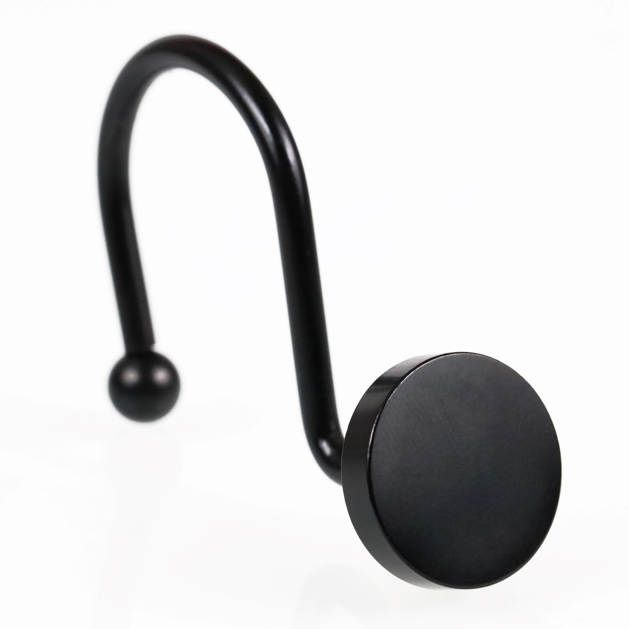 Black Shower Curtain Hooks – Rustproof Metal Rings, Set of 12