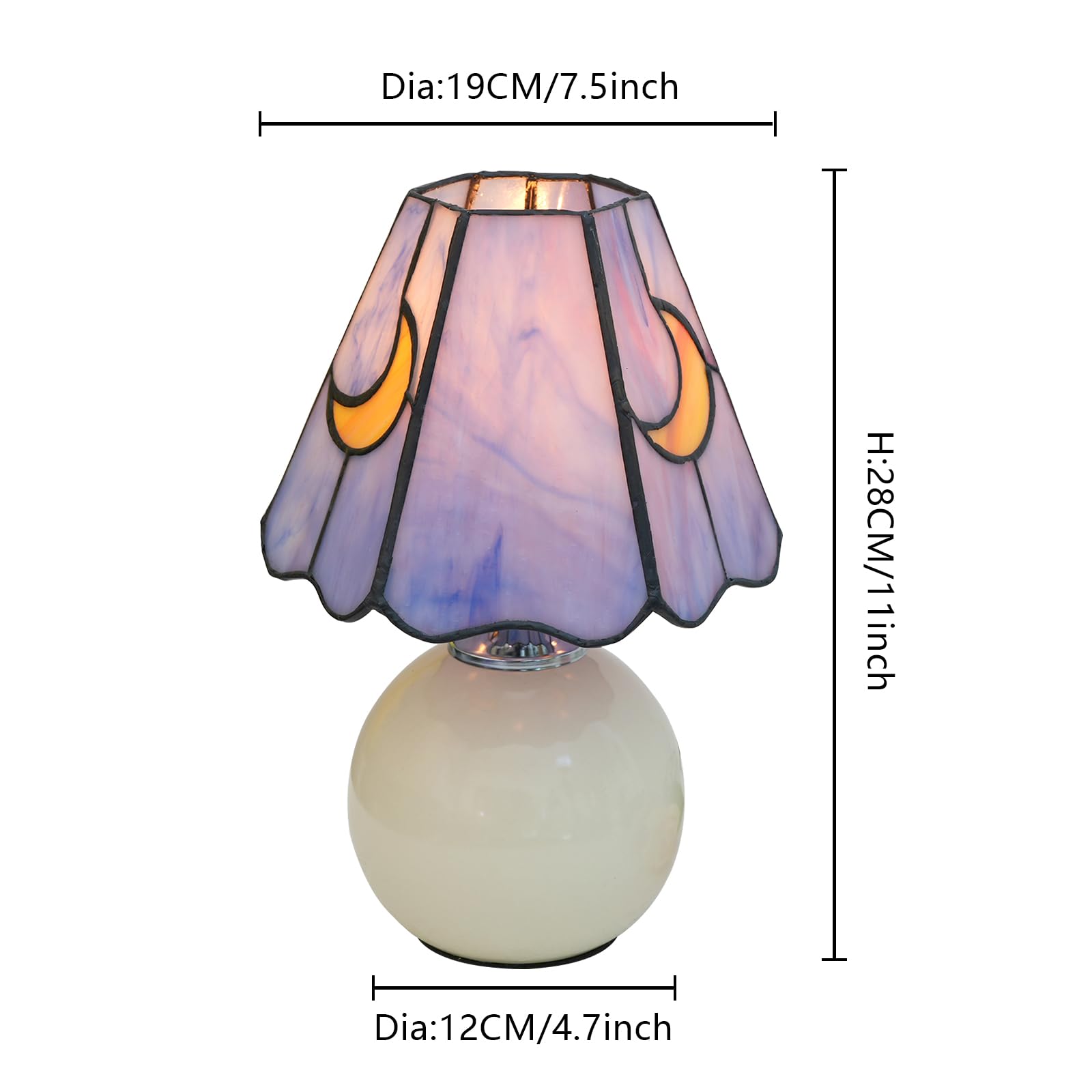 KIPHEPI Mushroom Lamp | Tiffany Style Stained Glass Moon Nightlight