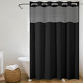 Hookless Linen Shower Curtain with Mesh Window | Waterproof