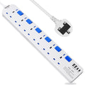 SE UKASE 6 Way Extension Lead with USB-C PD Fast Charging | 2M Cable