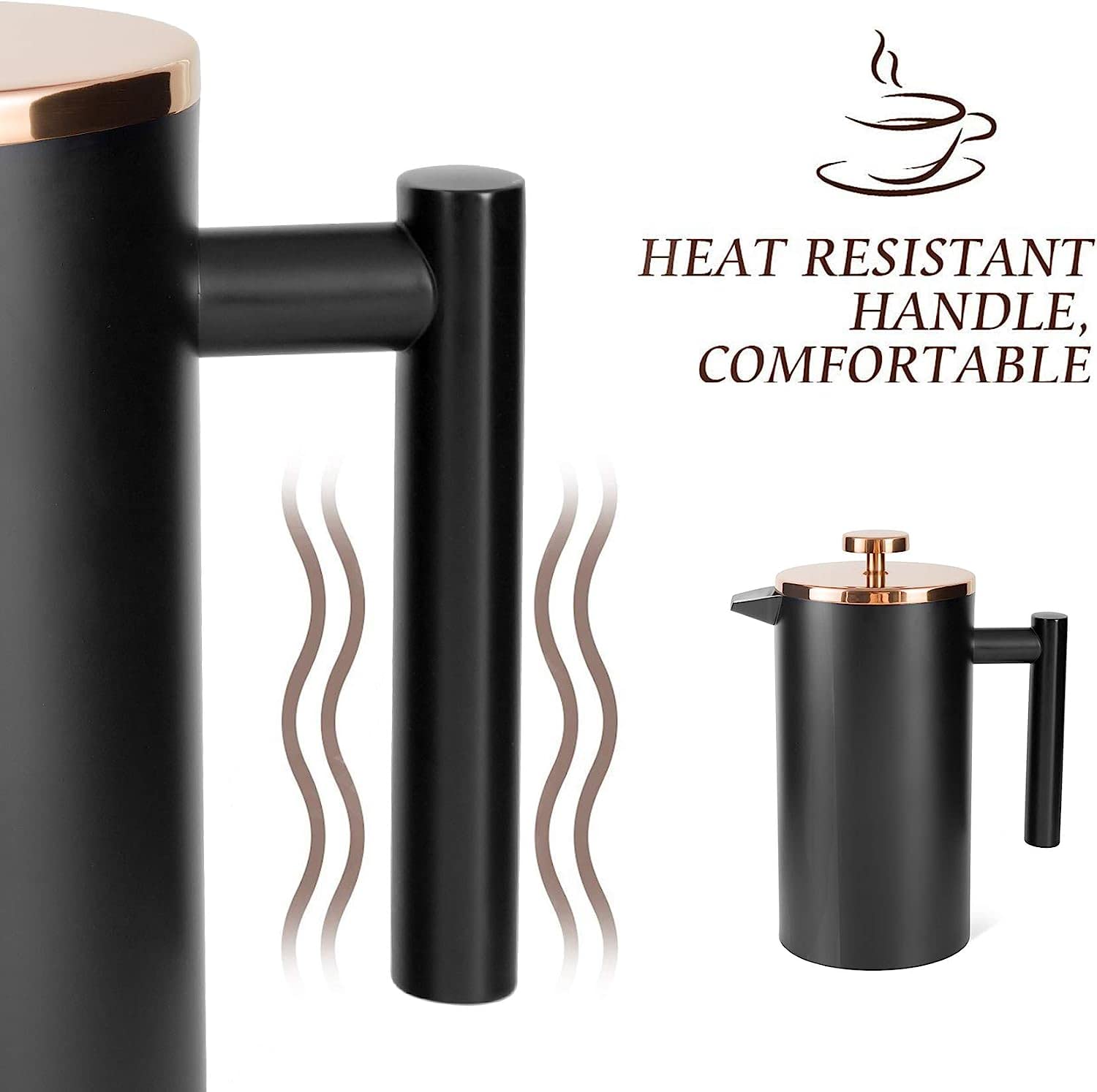 MaxMiuly 1.5L Stainless Steel French Press – Insulated Coffee Maker