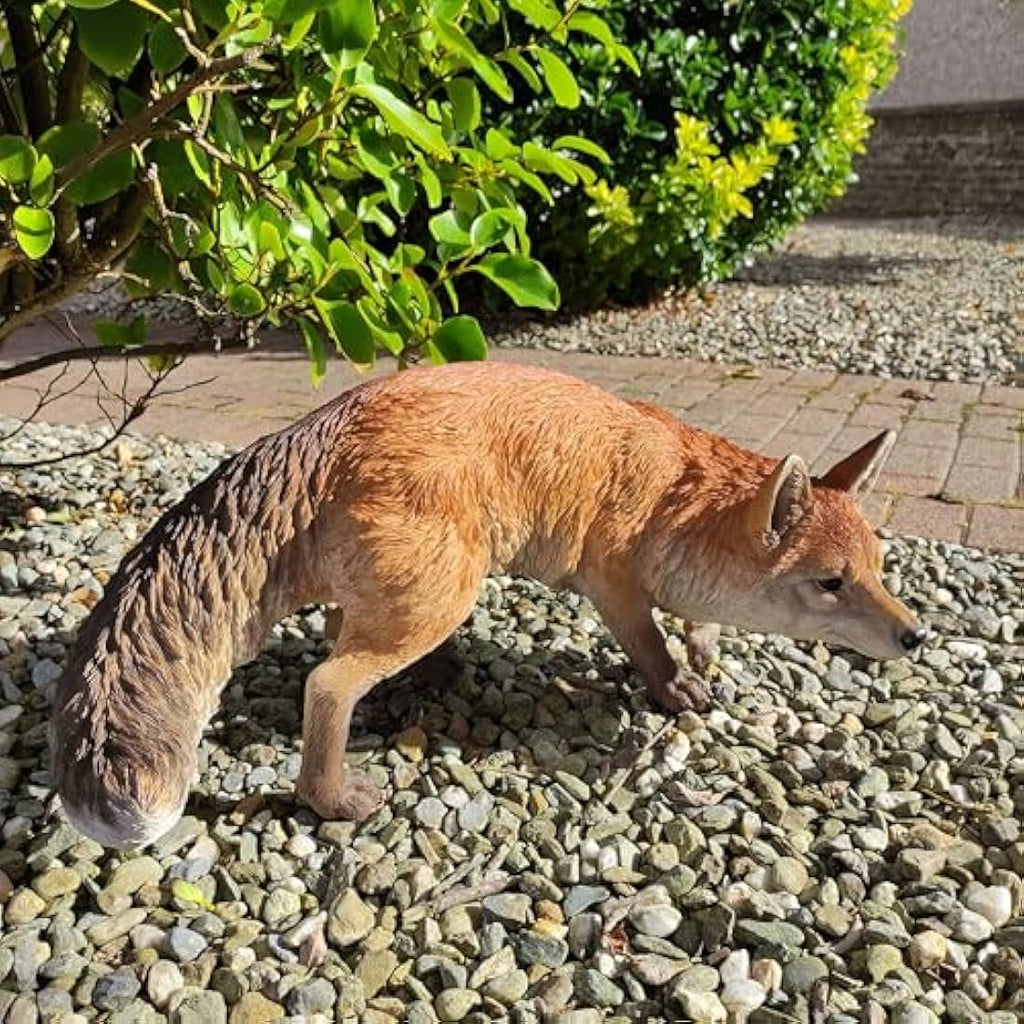 Jolof Store XL Prowling Fox Garden Ornament – Realistic Outdoor Sculpture
