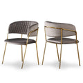 Atarah Lux Velvet Dining Chair – Grey with Gold Frame