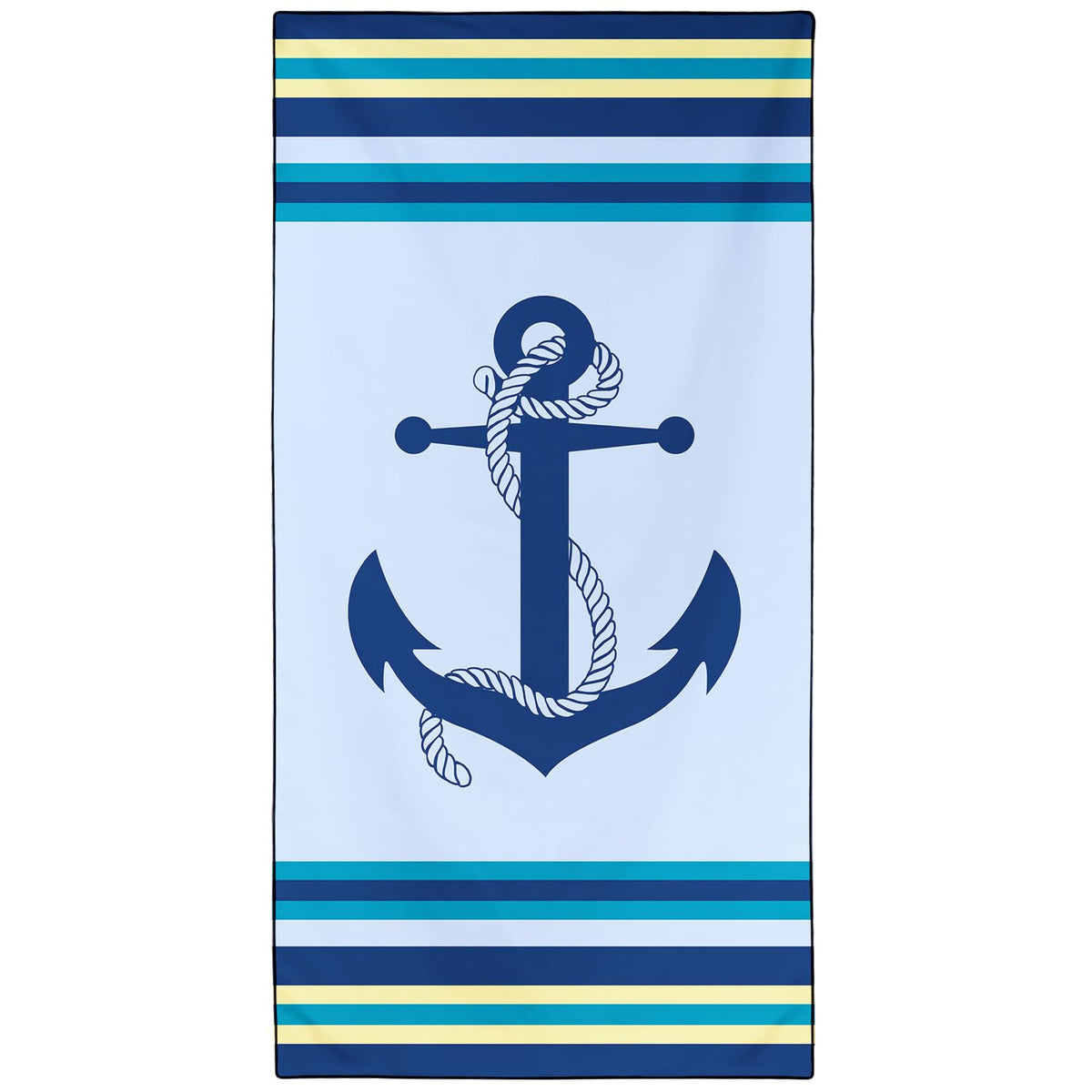 Violetpos Nautical Anchor Beach Towel, Extra Large 180x90 cm 250GSM Microfibre, Sand Free Quick Dry - image 1