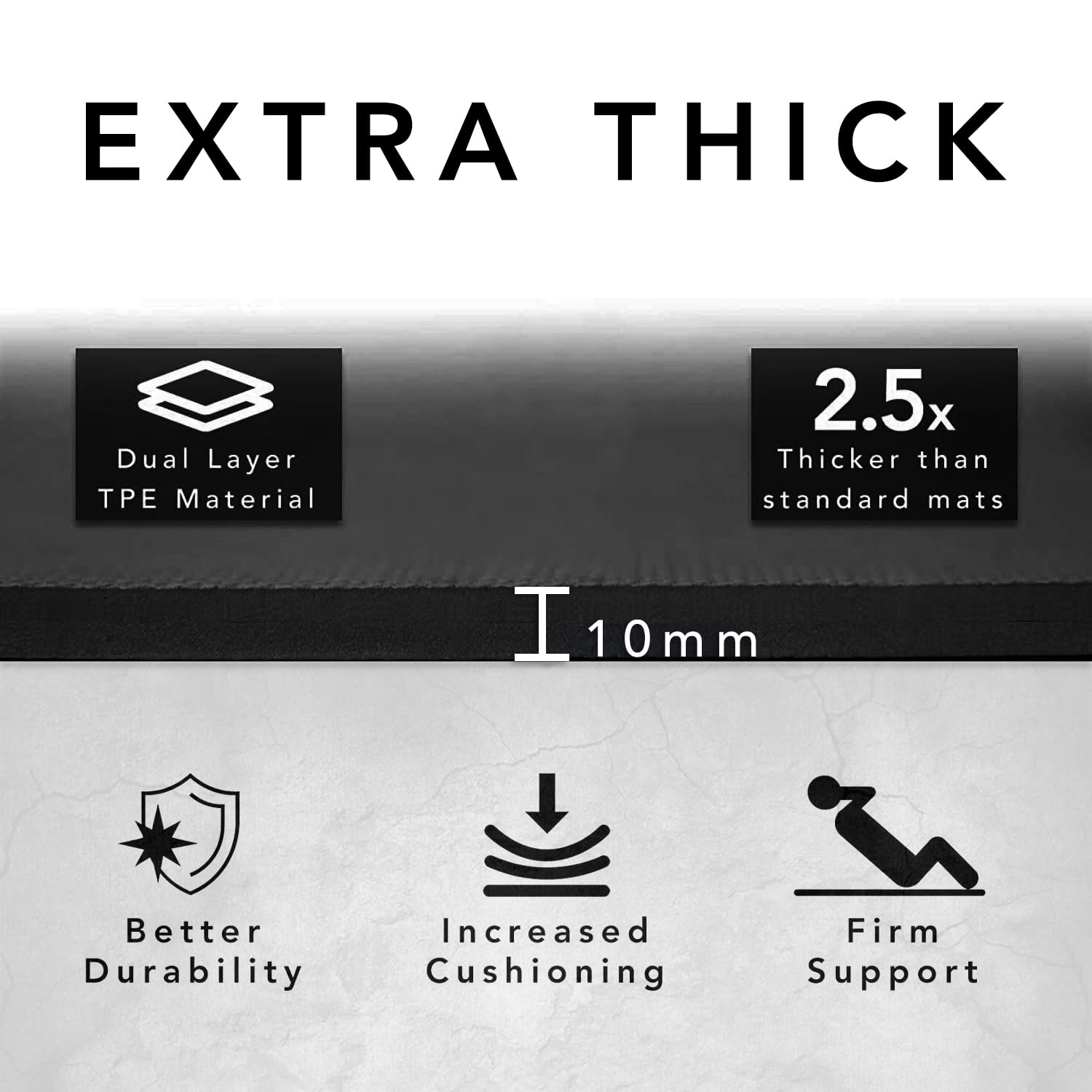 Extra Wide TPE Exercise Mat - 10mm Thick Non-Slip Yoga Mat
