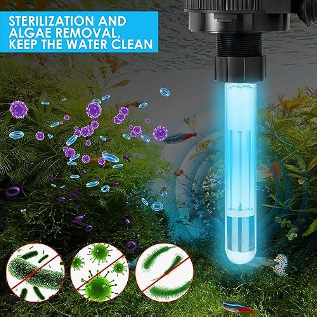 Jolof Store 5-in-1 Aquarium Filter with UV Sterilizer - 500 L/H