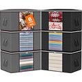 OFFSHIFTER Storage Bags - 90L - 6Pack 3 black and 3 grey, with Clear Window and Strong Zip, Reinforced Carry Handles, Collapsible when not in Use