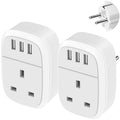Jolof Store UK to European Travel Adapter 2 Pack | 3 USB Ports Schuko