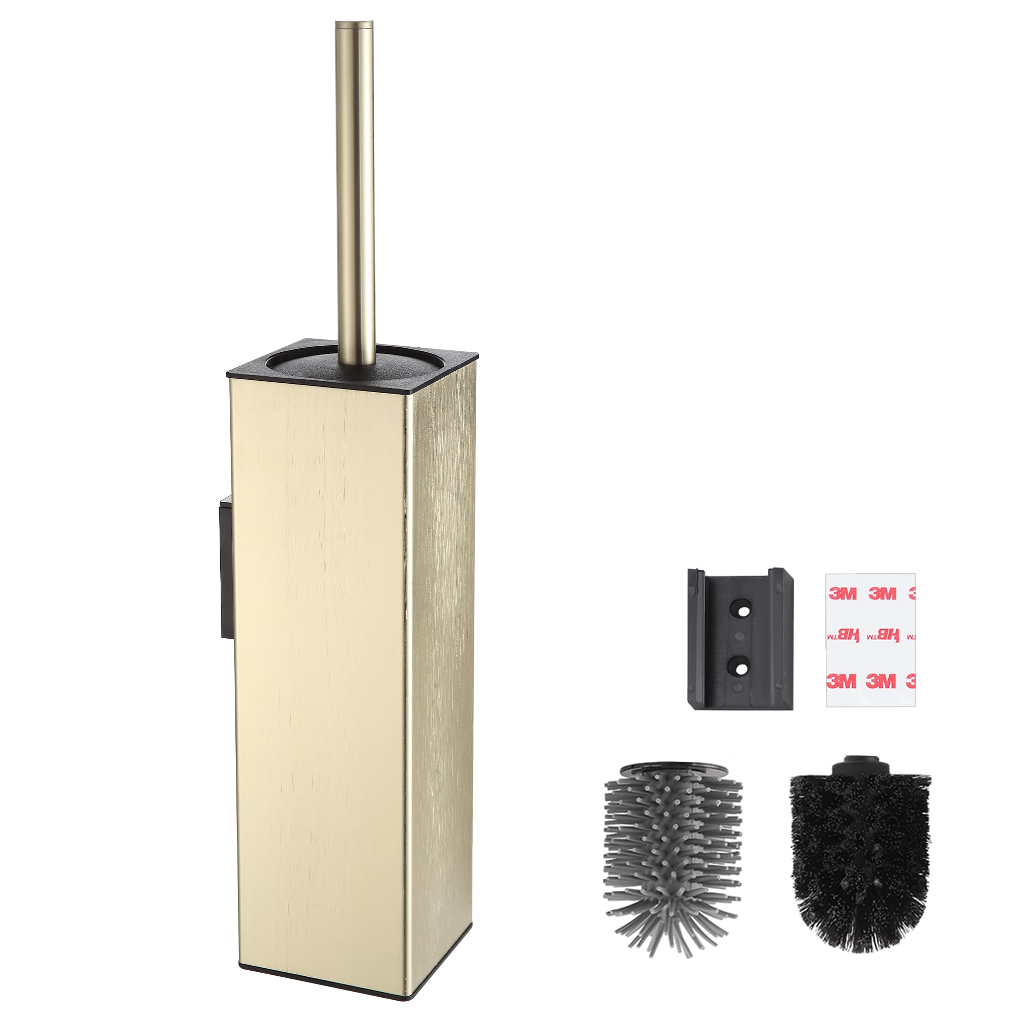 Gold Wall Mounted Toilet Brush - No Drill Silicone Head