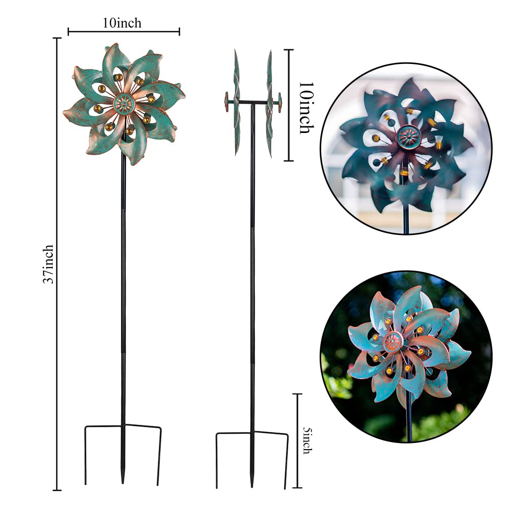 VEWOGARDEN Metal Wind Spinner – Double Blade Waterproof Garden Pinwheel
