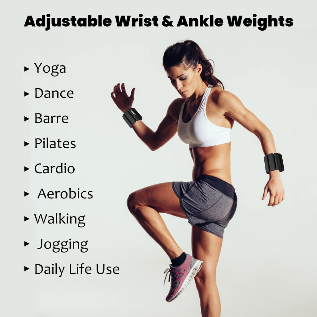 TOPESCT Adjustable Wrist & Ankle Weights – 2lb Set Silicone Weights