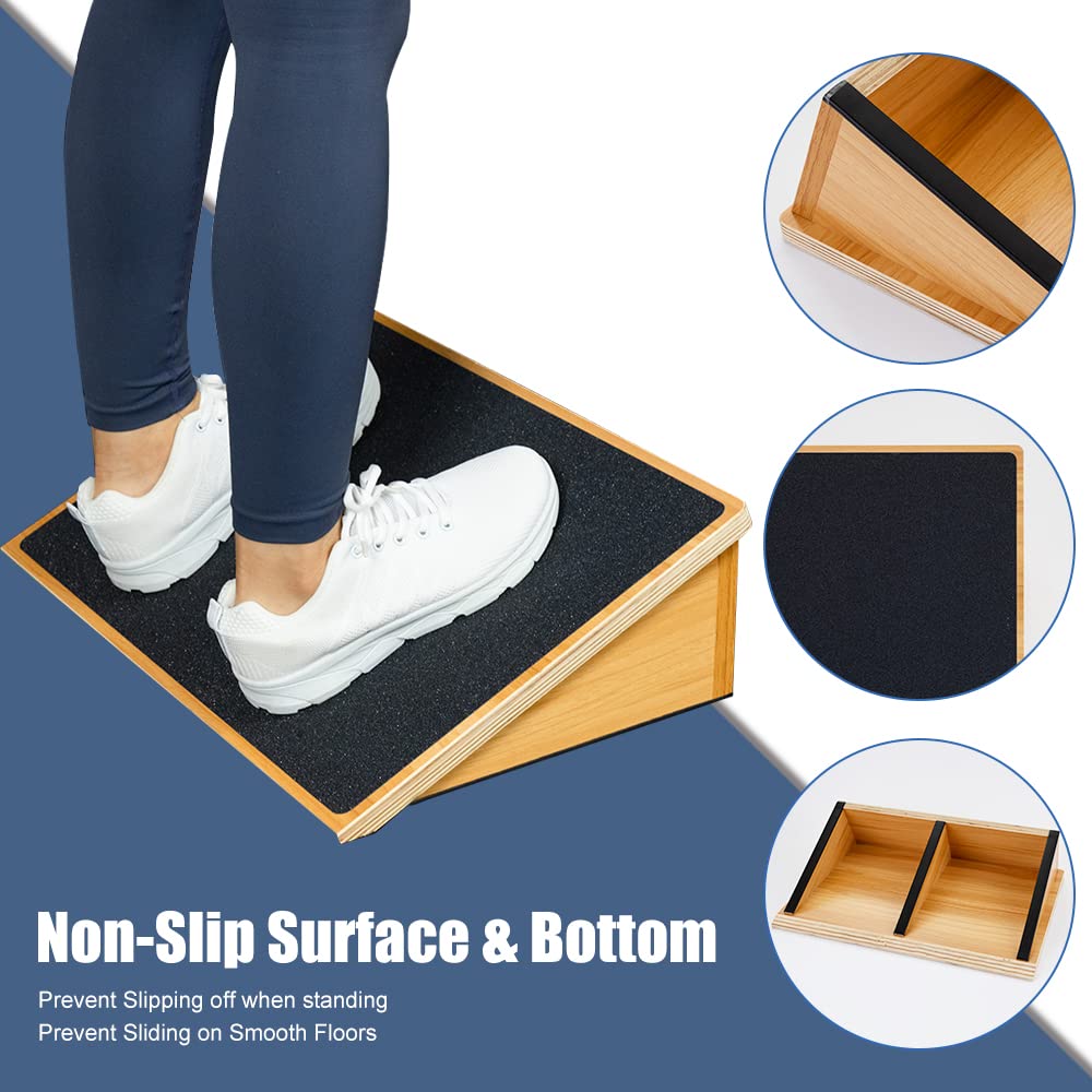 StrongTek Wooden Slant Board for Squats - 1000 Lbs Capacity Incline Board