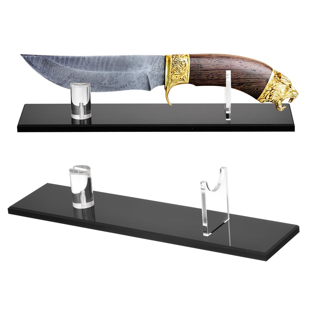 sourcing map 2 Pack Acrylic Knife Display Stand, Knife Collection Display Stand Holder for Display Knife on Desktop Black - image 1