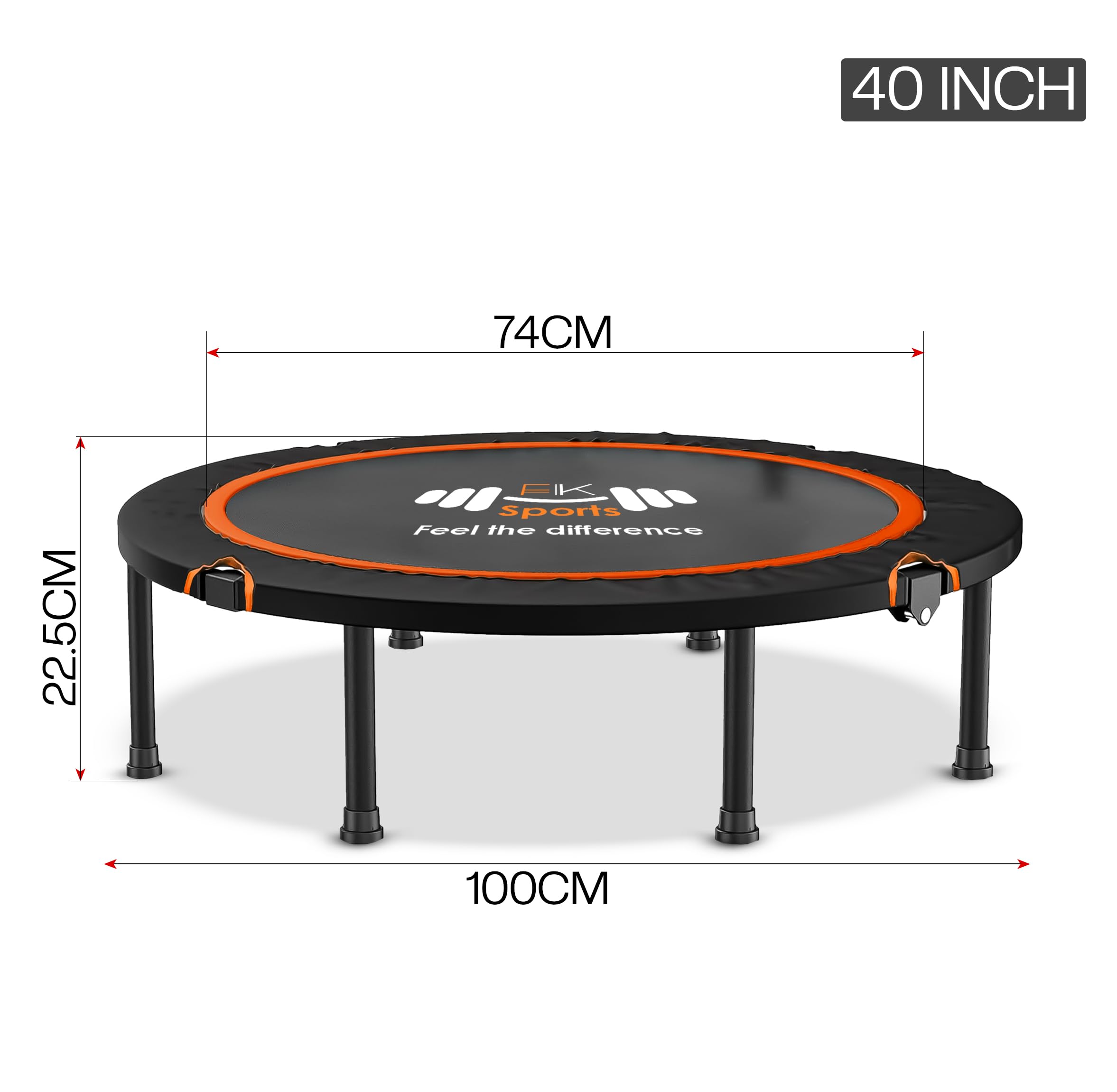 FK Sports 40" Foldable Mini Fitness Rebounder Trampoline for Home Gym