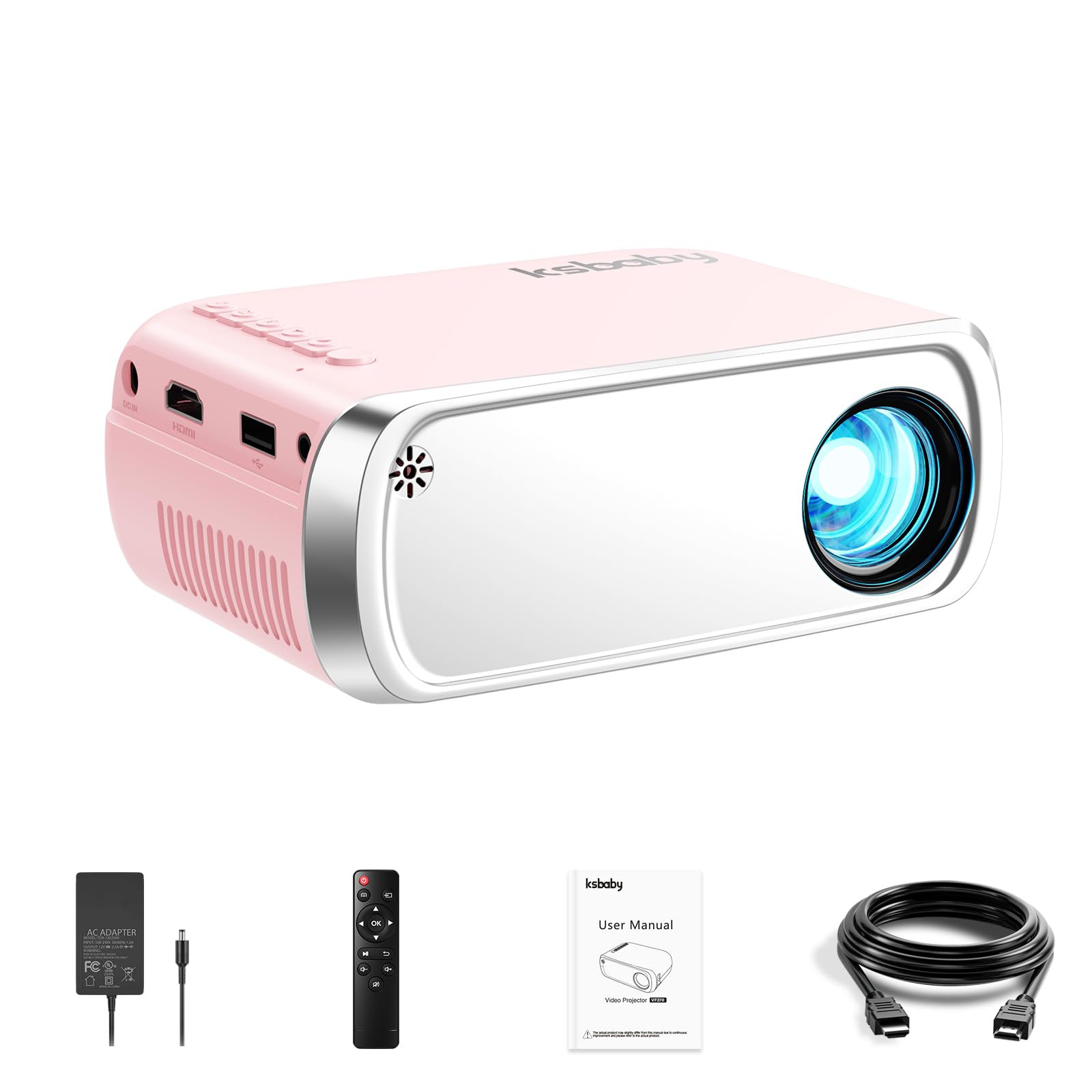 ksbaby Mini Portable Projector – Outdoor Movie Screen Mirroring