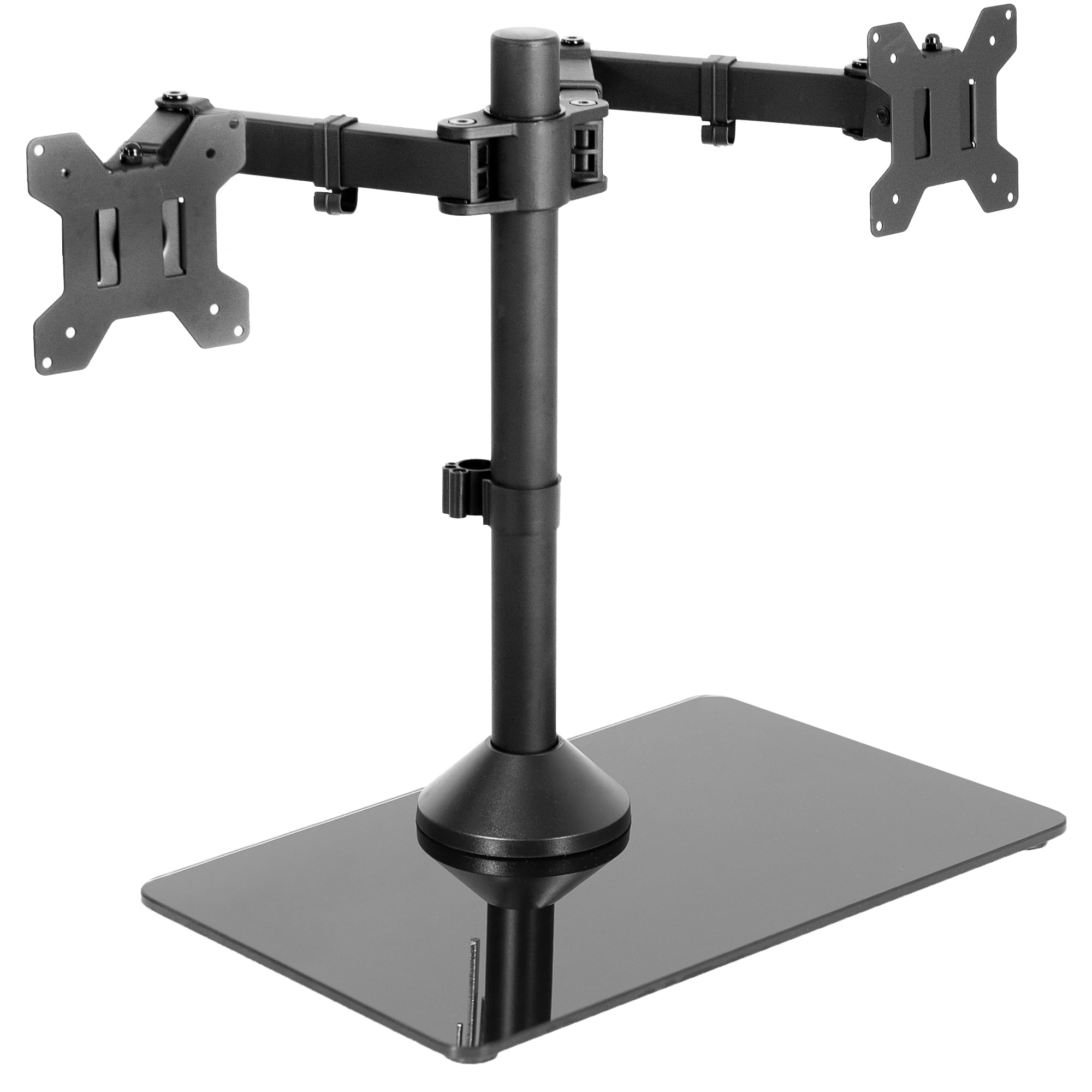 VIVO Dual Monitor Stand – Freestanding Glass Base for 13-32 inch Screens
