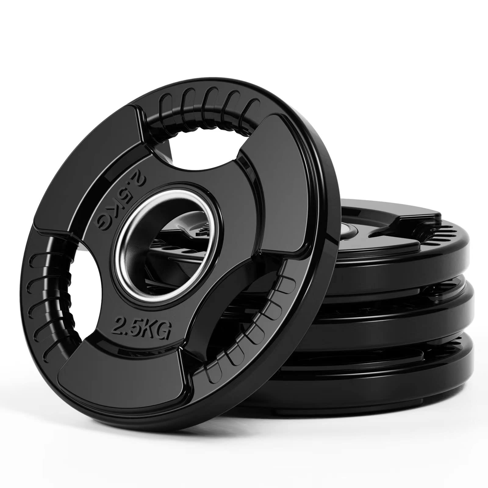 PhysKcal Olympic Weight Plates 4 x 2.5kg | Rubber Coated Tri-Grip Iron