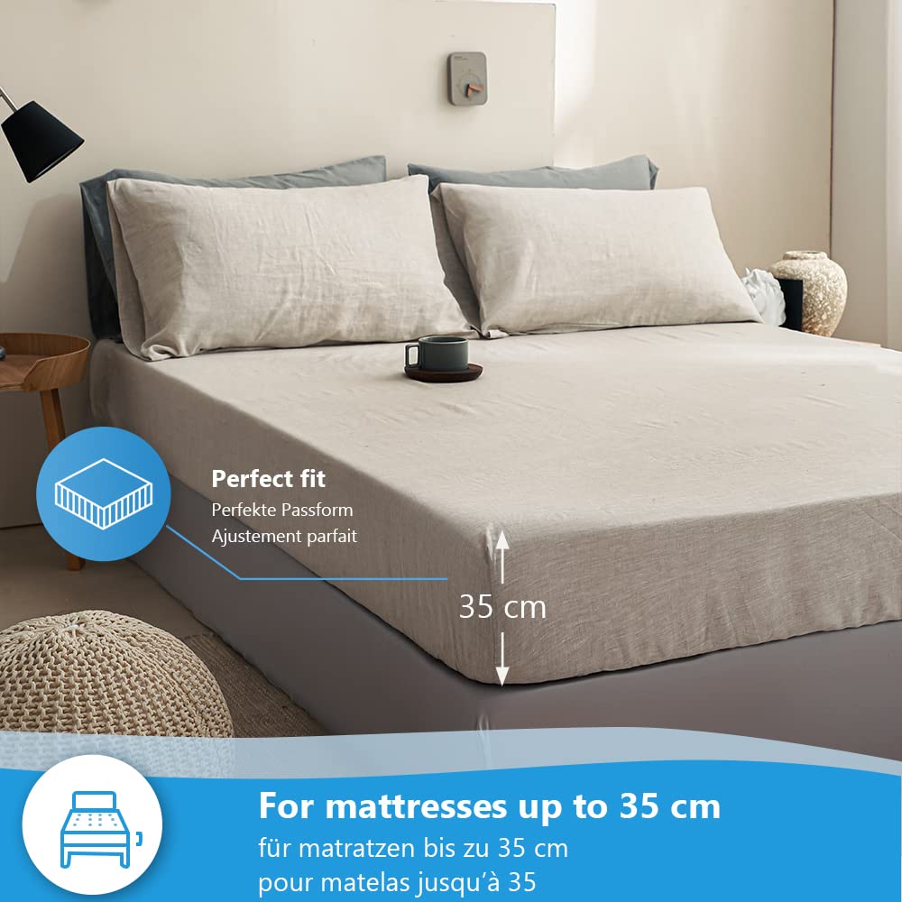 Simple&Opulence 100% Pure Linen Fitted Sheet | 35cm Deep Pocket - King
