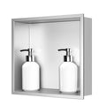 Sunrik Stainless Steel Shower Niche - 30x30x10cm Recessed Shelf, Nickel