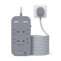 HANYCONY 4 Way Surge Protected Power Strip with USB C - 5M Gray Lead