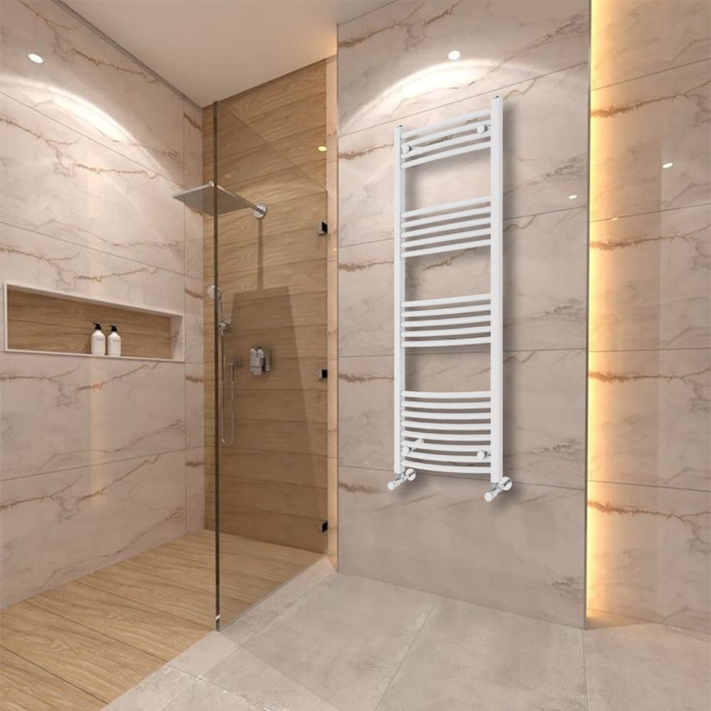 Warmehaus Curved Heated Towel Rail Radiator Ladder White 1400x500mm - image 1