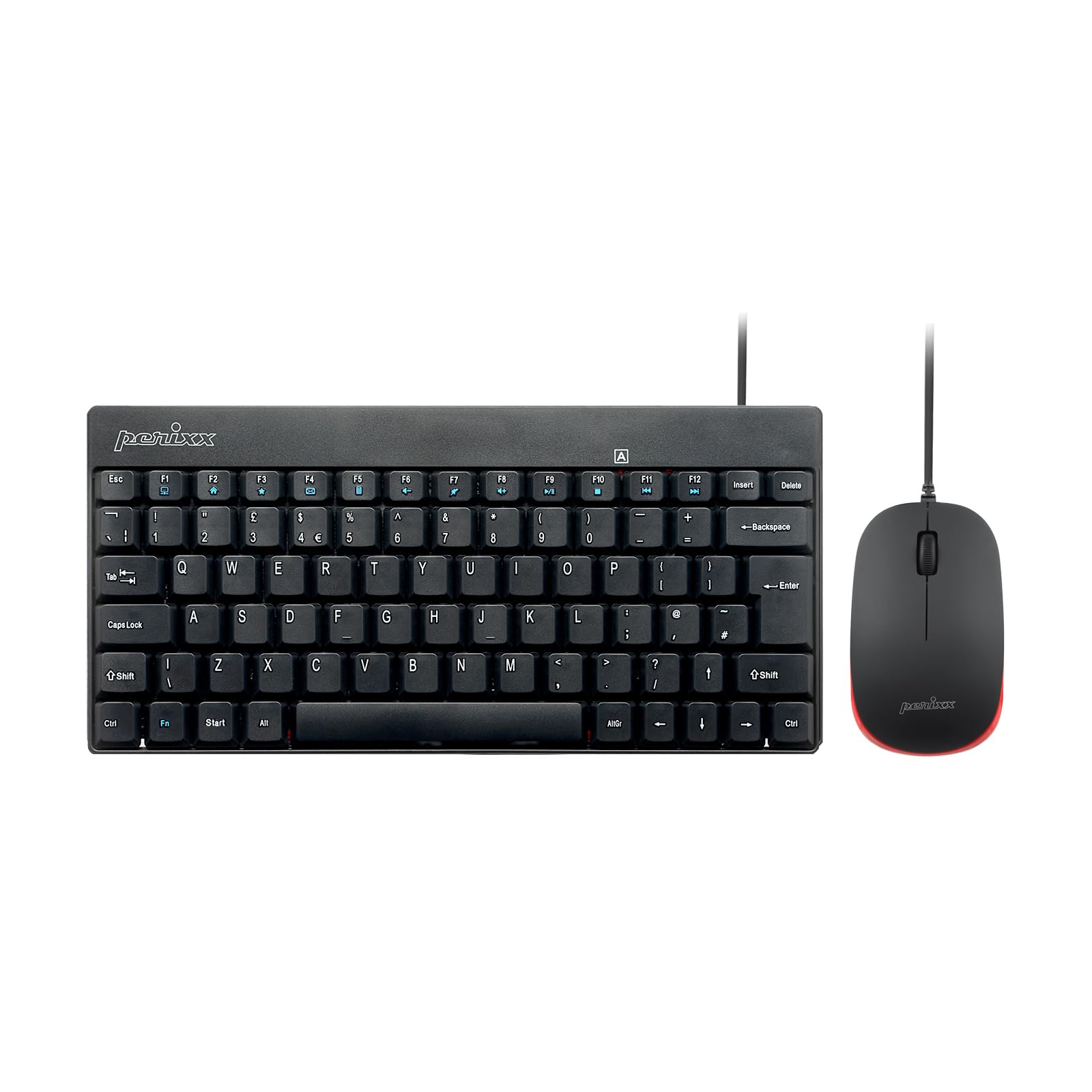Perixx PERIDUO-212 Wired Mini Keyboard and Mouse Combo | UK Layout
