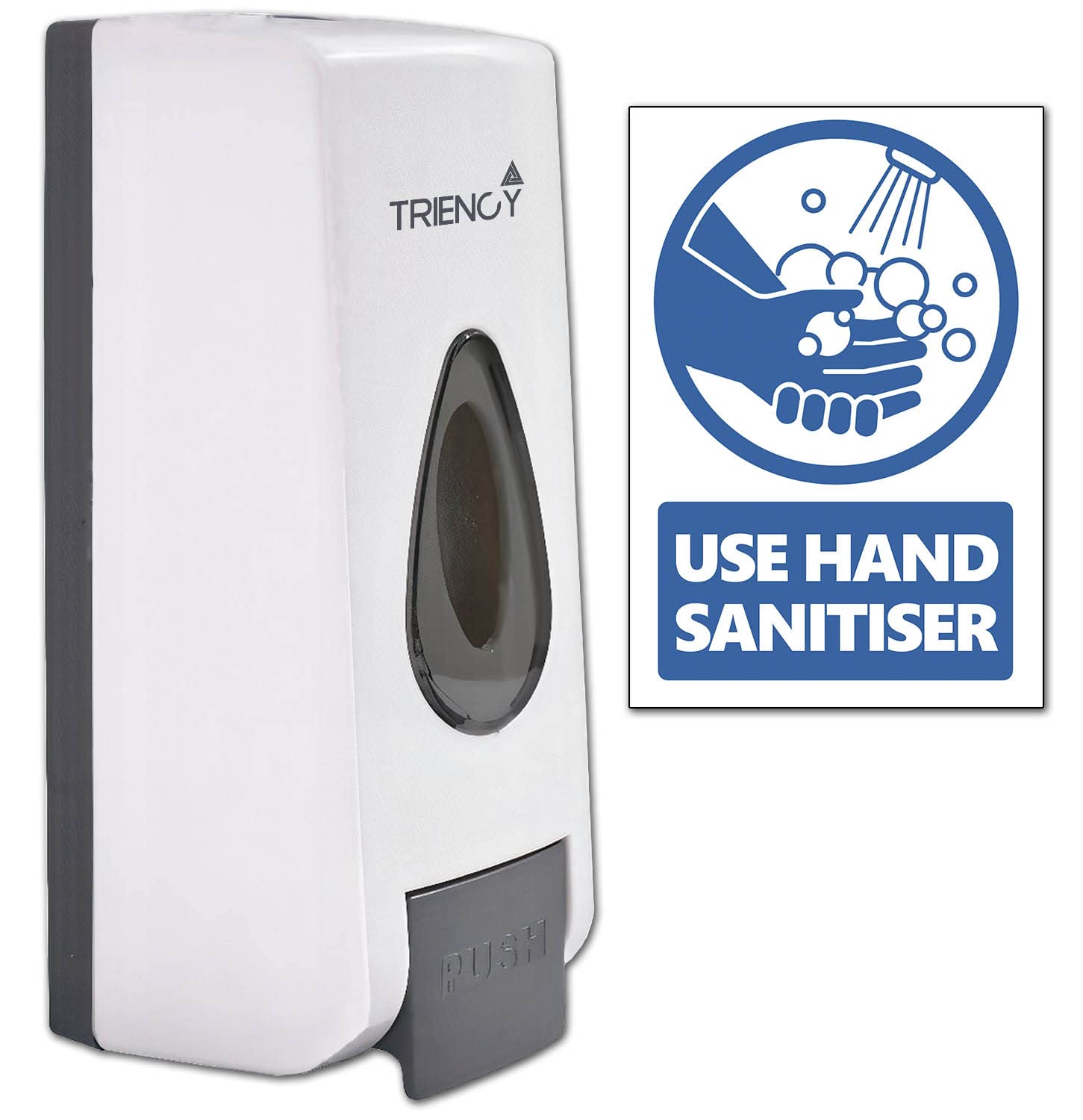 TRIENCY Wall Mounted Manual Soap Dispenser - 320ml Refillable ABS Tank