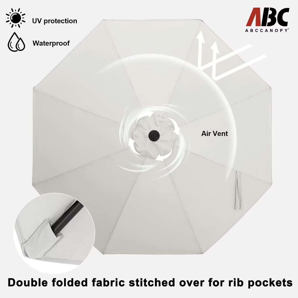 ABCCANOPY 9FT Cantilever Parasol – Gray Aluminum Patio Umbrella