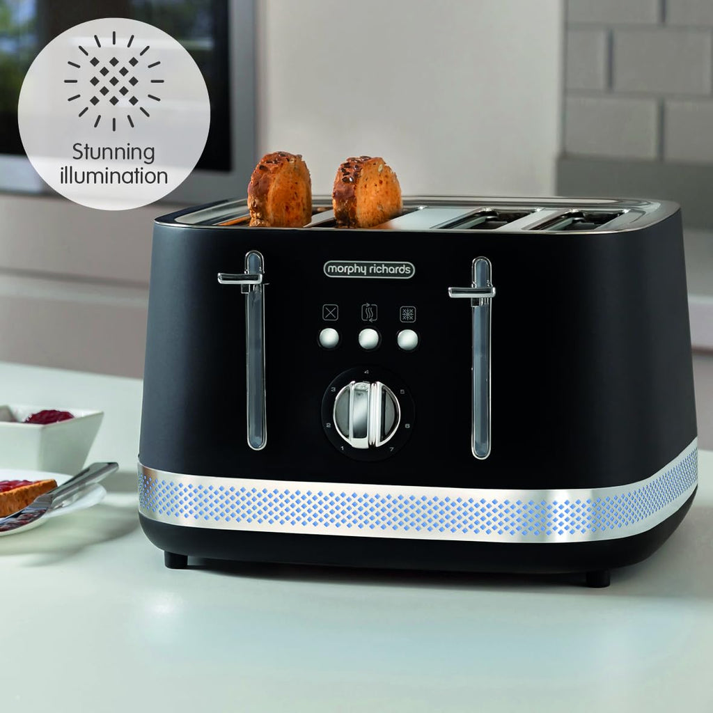 Morphy Richards Illumination 4 Slice Toaster | Black, 7 Settings