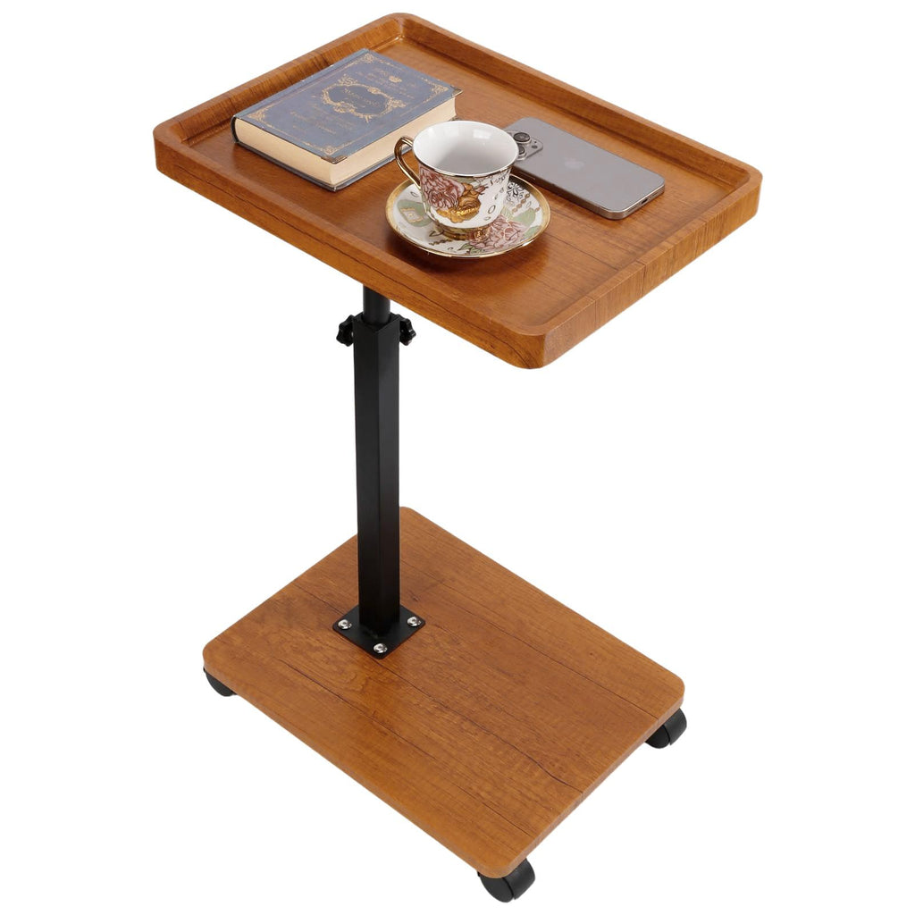 C Table End Table Adjustable Height 360° Swivel TV Tray Table With Wheels - image 1