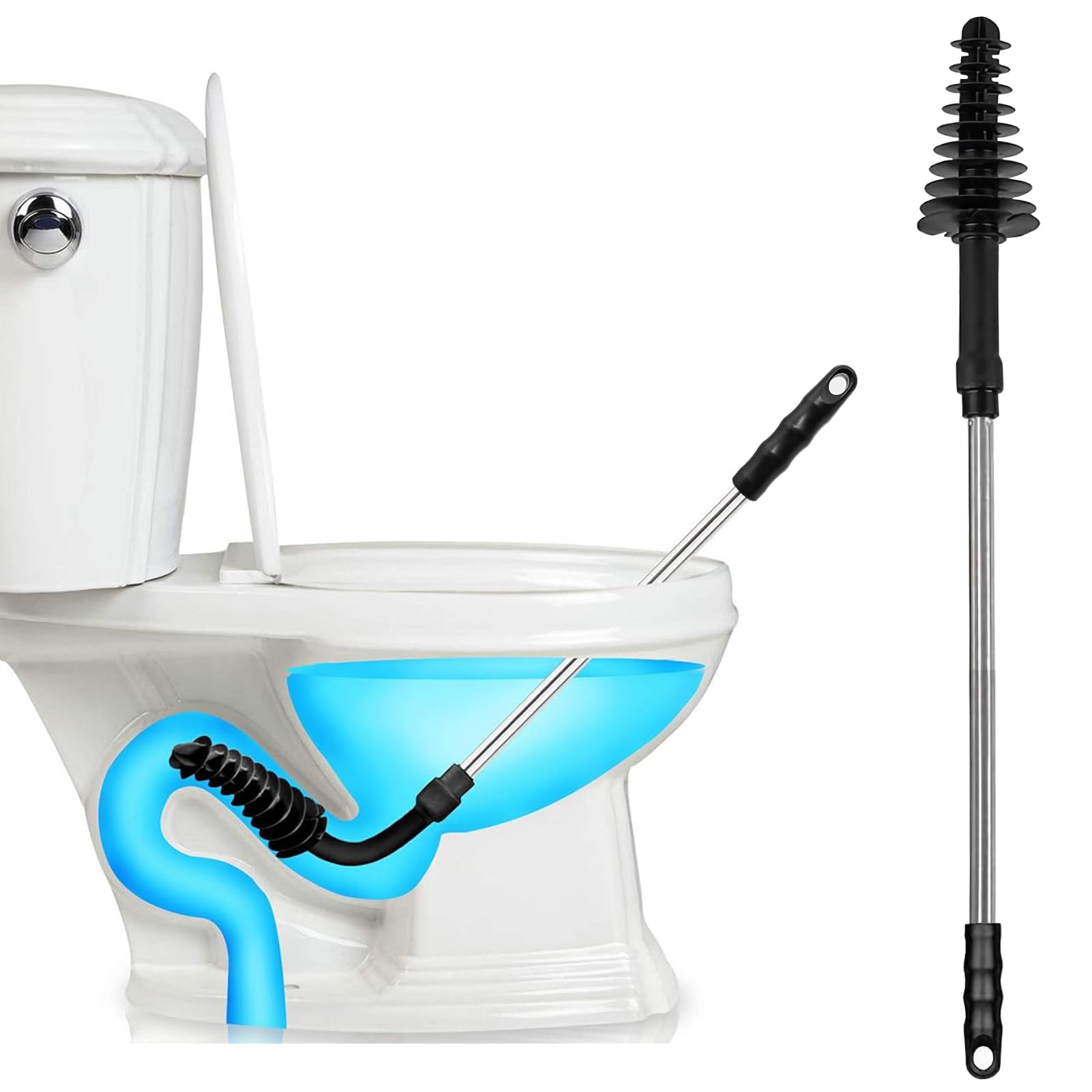Yur1help Heavy Duty Toilet Plunger – Siphon Piston Unblocker with Hook
