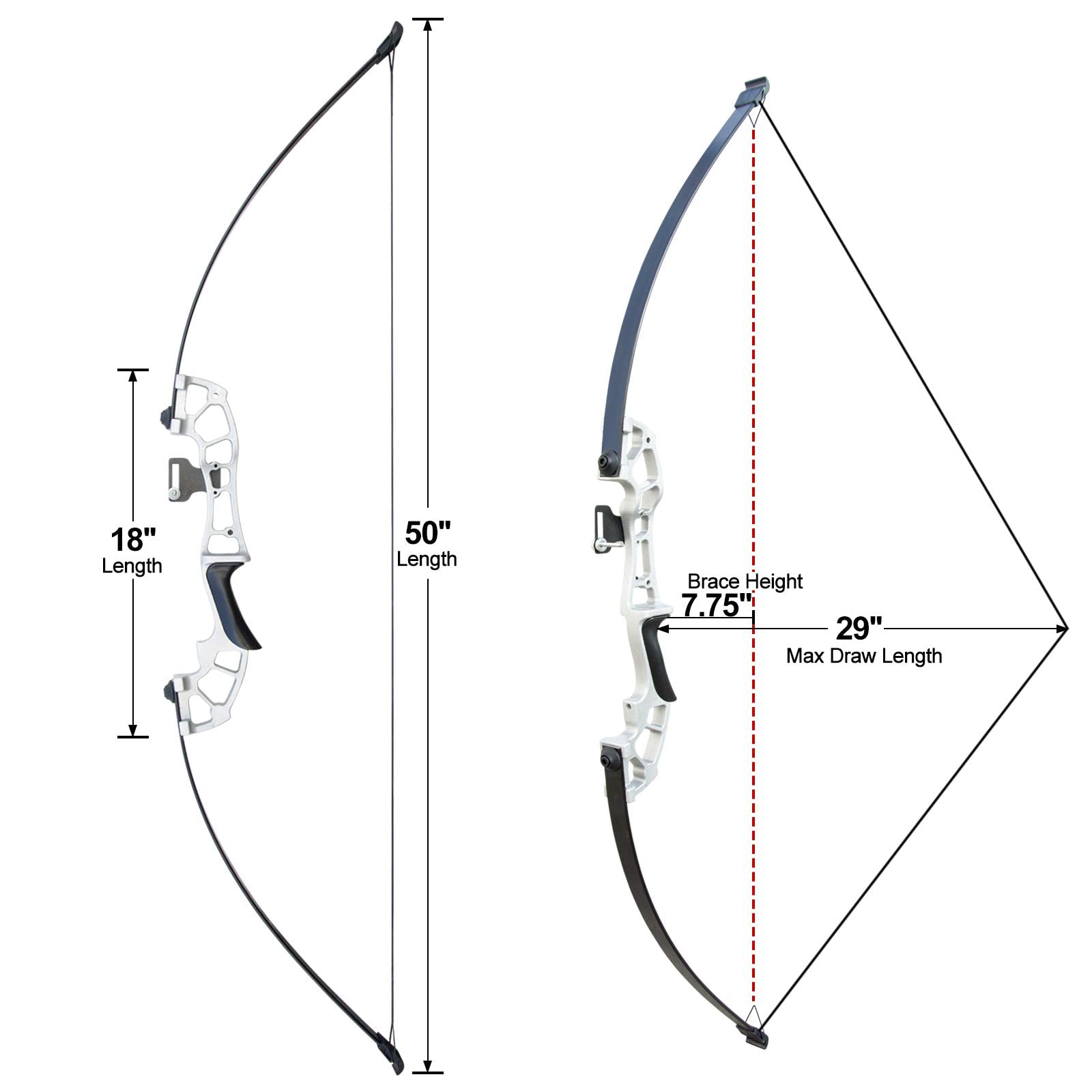 D&Q Takedown Recurve Bow and Arrow Set - 50" Hunting Archery Kit