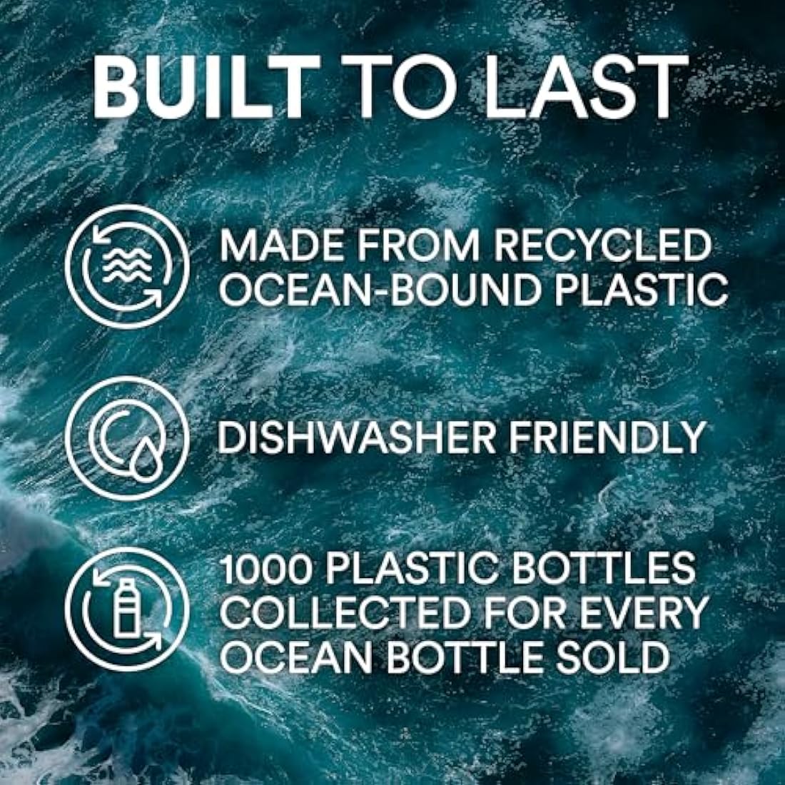 Ocean Bottle 500ml - Recycled Stainless Steel Vacuum Insulated - Rock Grey