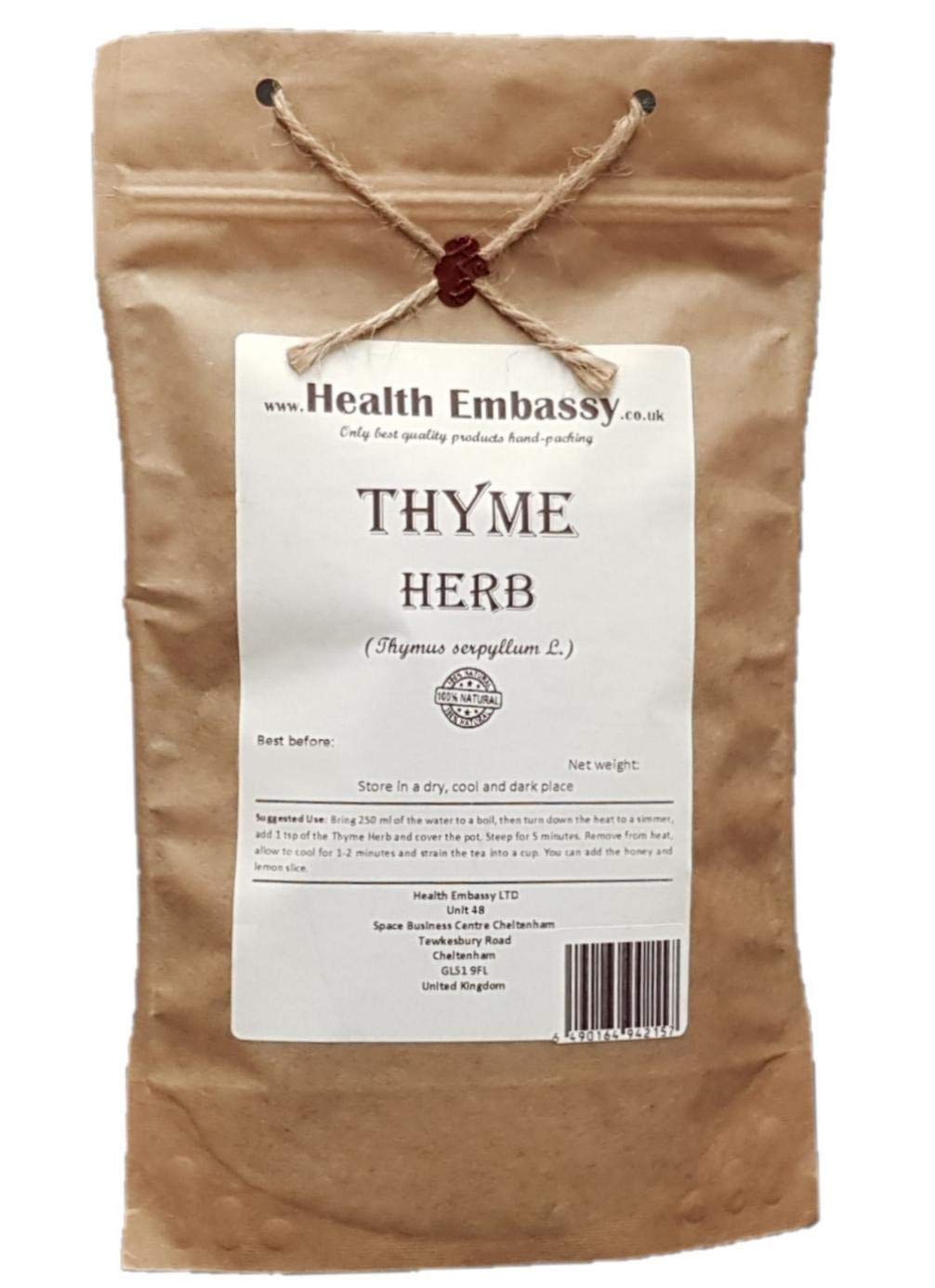 Health Embassy Thyme Herb (Thymus serpyllum L) - Dried Herbal Tea, 100g