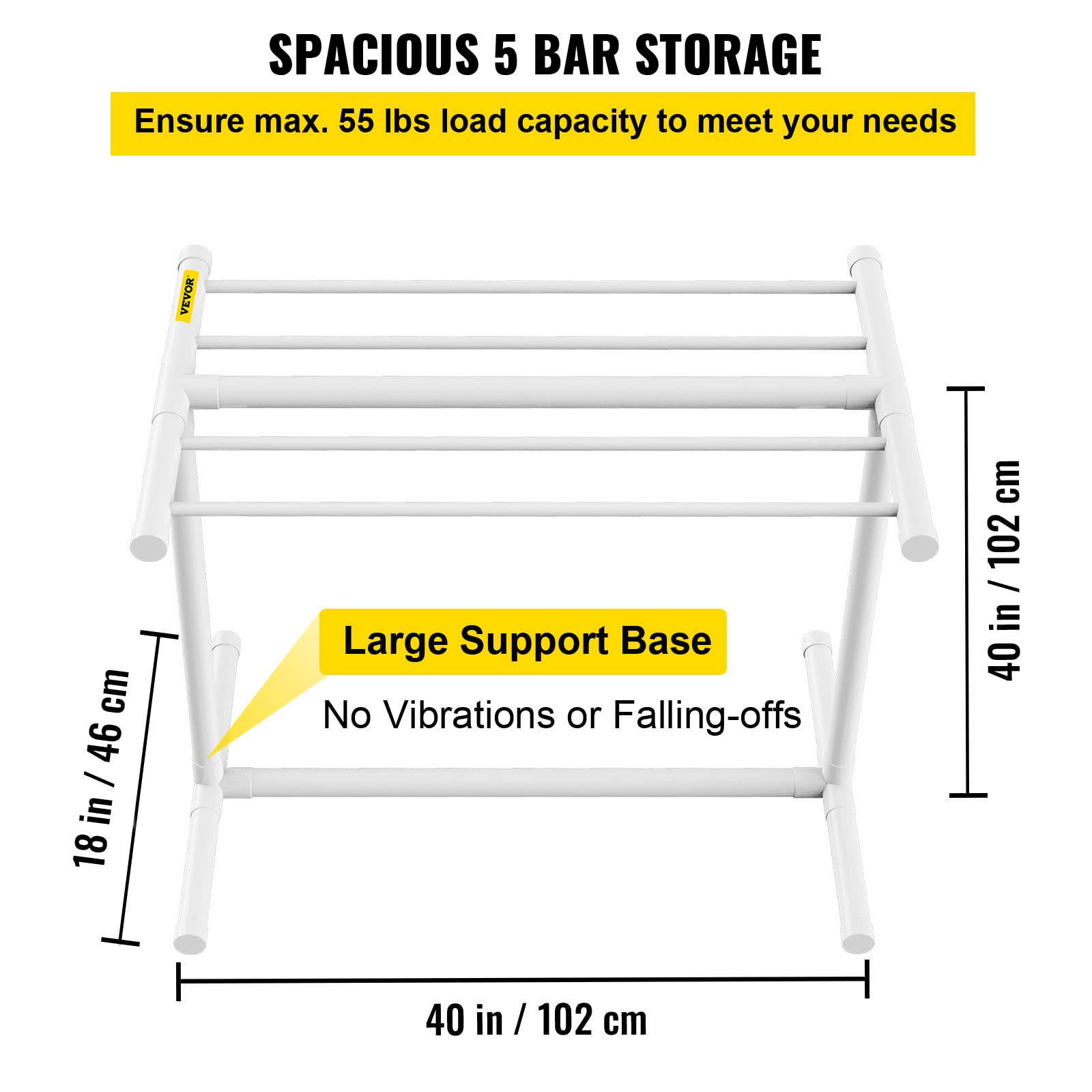 VEVOR Pool Towel Rack – 5 Bar Freestanding PVC Outdoor Storage Organizer