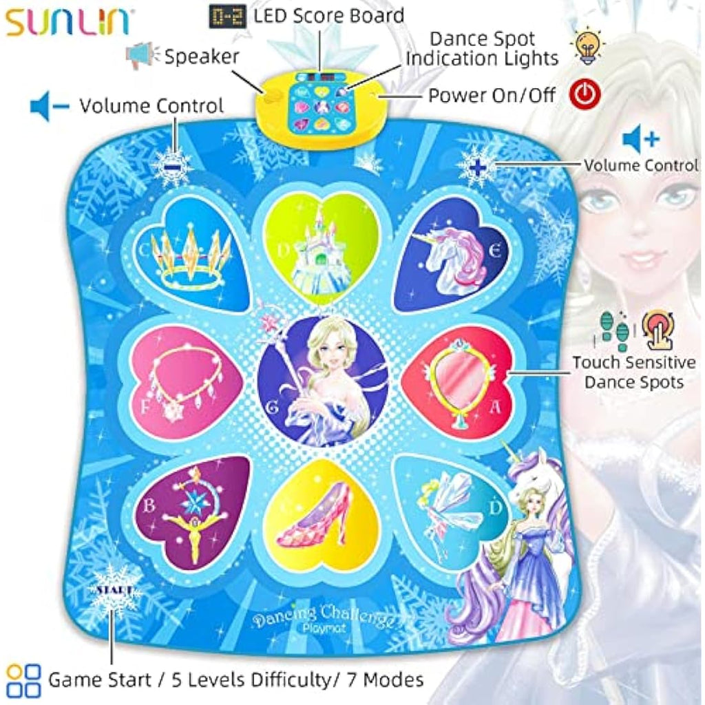 Sunlin Frozen Unicorn Dance Mat | 7 Game Modes Kids Toy for Girls Ages 3-12